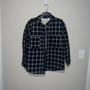 Black blue and white thick jacket flannel TopShop US 4